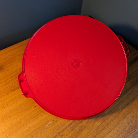 Vintage Red Tupperware Divided Veggie Serving Container With Lid and handle - Picture 5 of 14